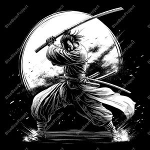 Traditional Japanese warrior PNG, digital file, Laser Engrave File, Laser engrave for slate, xtool, glowforge, lightburn, samurai art