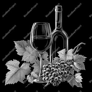 Wine PNG for Laser Engrave, Cutting Board Laser Engrave File, Slate coaster, for laser engraving on slate, CO2, xtool, glowforge, lightburn