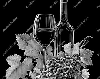 Wine PNG for Laser Engrave, Cutting Board Laser Engrave File, Slate coaster, for laser engraving on slate, CO2, xtool, glowforge, lightburn