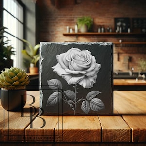 Roos png, digitaal lasergraveerbestand, png-branden, bestand klaar voor gravure op hout en leisteen, 3D-illusie, bloemkunst, xtool, lightburn