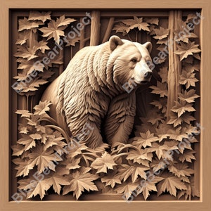 Grizzly Bear Laser Engrave File, Wildlife Animal PNG for Wood and Slate, CO2 and Diode Laser ready, Digital Download, glowforge Lightburn v3