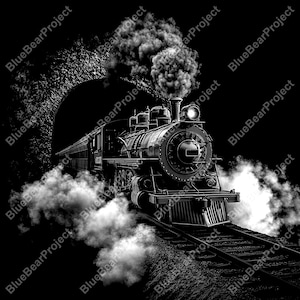 Train, Laser Engrave, Burn PNG, file ready for engraving on slate, Coaster Engraved, Digital art file, steam, Railway, Lightburn, download