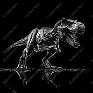Dinosaur PNG, Laser Engrave, Burn PNG, digital file ready for engraving on wood and slate, 3d illusion, xtool, Glowforge, Lightburn, T-rex 4
