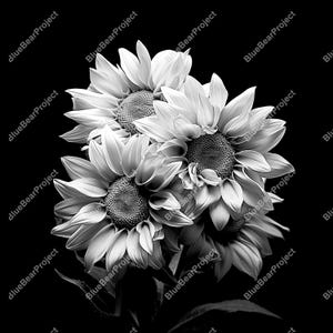 Sunflowers PNG, Laser Engrave, Burn PNG, Digital file ready for engraving on slate, 3D Illusion, xtool, glowforge, flowers bouquet art 2