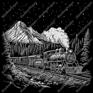 Train, Laser Engrave, Burn PNG, file ready for engraving on slate, Coaster Engraved, Digital art file, steam, Railway, Lightburn, download
