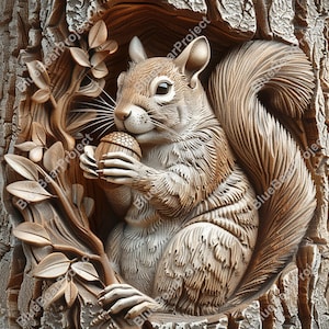 Squirrel png, Laser Engrave, Burn PNG, file ready for engraving on wood and slate, Coaster Engraved , 3D Illusion, Digital file, Lightburn
