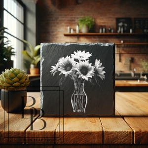 Sunflowers PNG, Laser Engrave, Burn PNG, Digital file ready for engraving on slate, 3D Illusion, xtool, glowforge, flowers bouquet art