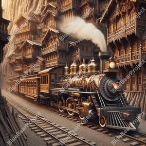 Train, Laser Engrave, Burn PNG, file ready for engraving on wood and slate, Coaster Engraved , 3D Illusion, Digital file, Railway, steampunk