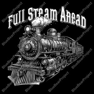 Full Steam Ahead Train PNG, Laser burn file ready for engraving on slate, laser burn, Digital art file, steam, Railway, Lightburn, download