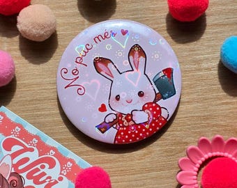 Chapas 58mm holográfica de corazón y mensajes de los ternurines / inspiradas en Sylvanian / Calico Critters button pin heart holo