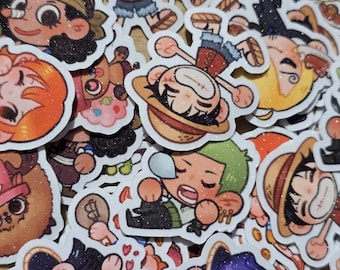 Adesivi di One Piece / Adesivi in carta laminata di One Piece con glitter