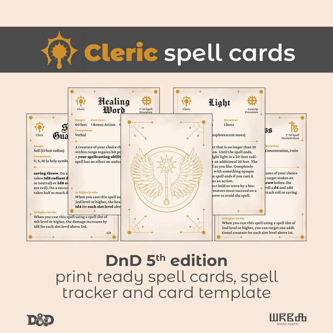 Dnd Cleric Spell Cards Download and Print Spell Cards Fillable Form ...