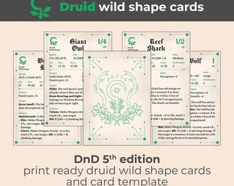 Druid Wild Shape Beast Cards Deck - Etsy