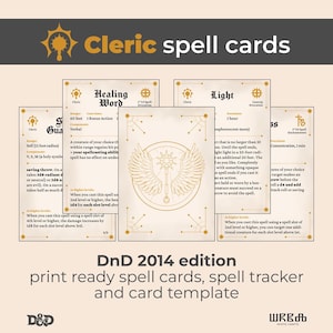 DnD Cleric-spreukkaarten 2014 | DnD-spreukkaarten download pdf | Invulbaar formulier voor DnD | Aangepaste DnD-spreukenkaarten | Spellingtracker van DnD Cleric