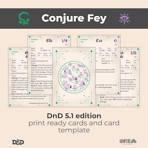 DnD Conjure Fey incantesimo / Scarica e stampa carte bestie / Modulo compilabile / Dungeons & Dragons 2014