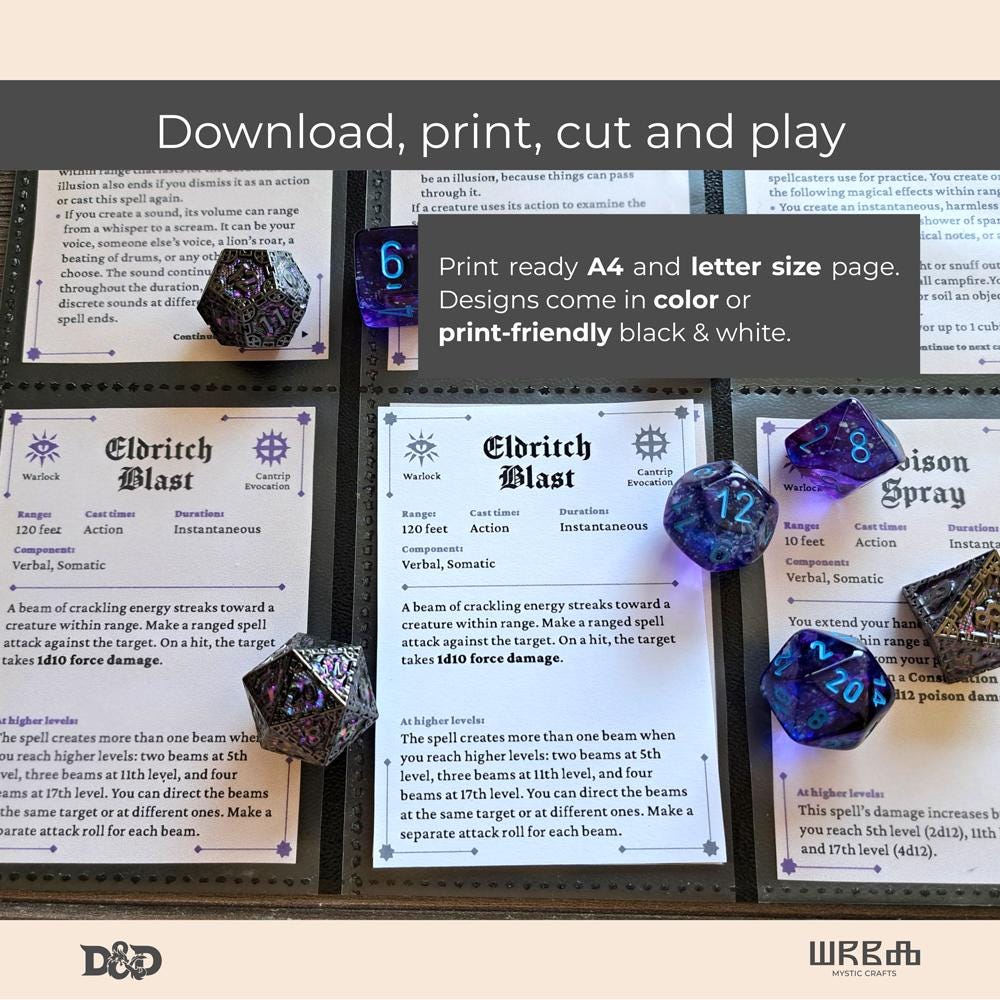 Dnd Warlock Spell Cards Download and Print Spell Cards Fillable Form ...