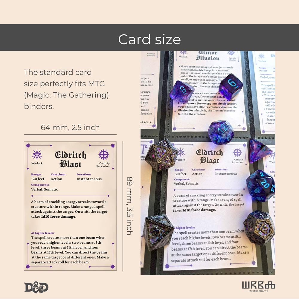 Dnd Warlock Spell Cards | Download and Print Spell Cards | Fillable ...