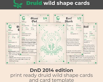 DnD Druid-kort med vilda former 2014, tomma kort (digital nedladdning)