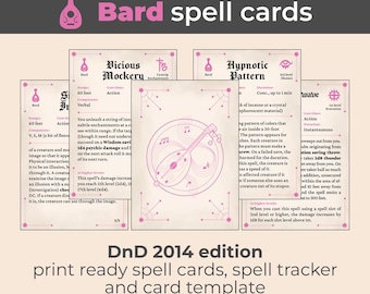 Carte Incantesimi D&D Bard 2014, Carta Vuota e Spell Tracker (Download Digitale)