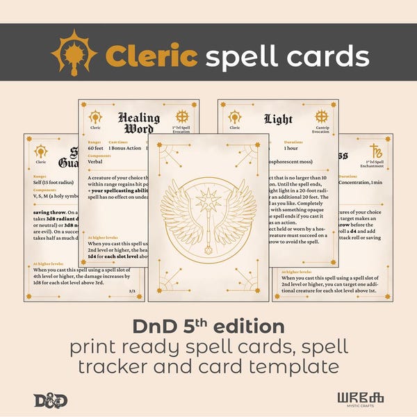 Dnd 5e Cleric Spell Tracker - Etsy