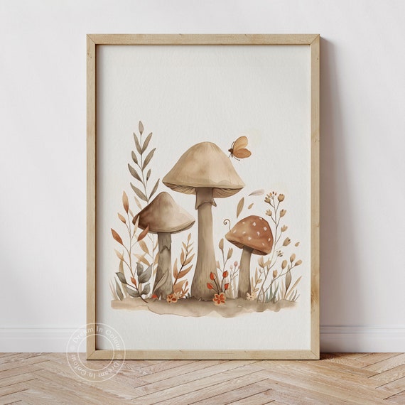 Mushroom Nursery Print: Boho Woodland Toadstool Art (Digital Download)