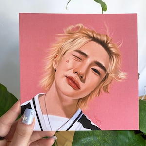 Stampa artistica di Stray Kids Hyunjin, Hyunjin con cuori Fanart