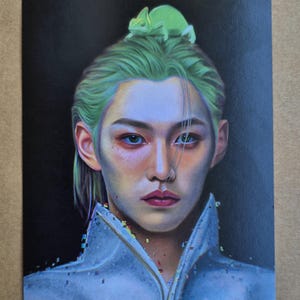 Felix GQ photoshoot fanart, stray kids felix art print, kpop wall art, skz poster, kpop photocard
