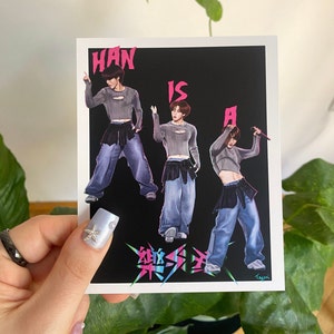 Stray Kids Han Jisung art print, Skz Rock-Star Era Stage Outfit, kpop wall art, skz fanart poster