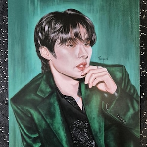 Skz Lee Know fanart, impressão de arte em linóleo de crianças perdidas, arte de parede kpop, pôster skz, cartão de fotos kpop, presente para estadias