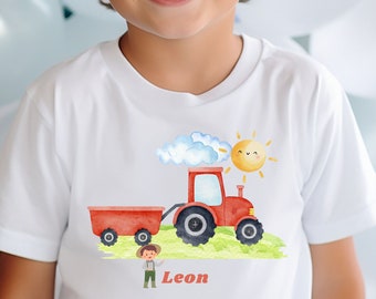 T-Shirt Geburtstagsshirt personalisiert Geburtstagskind Junge Mädchen Traktor Radlader Baustelle Bauarbeiter