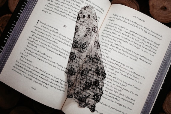 Transparent Lace Ghost Bookmark – Gothic Spooky Book Accessory