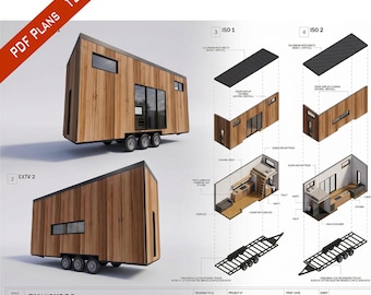 Modern Tiny House Plans PDF | 7.2m RV Layout, Queen Loft (Digital Download)