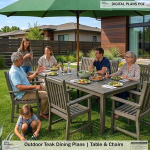 Large Teak Outdoor Dining Table Plans | Woodworking PDF, Outdoor Wooden Plan, Digital Download