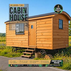 Plans de cabane de berger | Salle de bain 1 lit | Plan de camping-car, plan d'étage de petite maison, concept