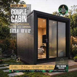 Modern Cabin Plans PDF | Small Tiny House Blueprint | DIY Construction Package | Metric + Imperial