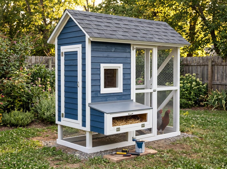 4x10 Gable Chicken Coop Plans | Design for 10 Chickens (printable PDF ...