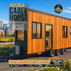 Planos de cabañas modernas para autocaravanas / 1 dormitorio y baño / Plano de casa pequeña y minimalista, concepto