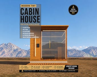 Small Sauna Build Plans | Sauna Floor Plan | Cabin House Design | Architectural Concept and Render