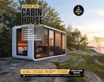 Planta de cabana moderna pequena de 1,07 x 0,73 m | Apple Prefab Design | PDF de casa minúscula