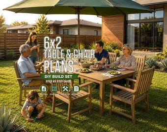 Outdoor Dining Set, 11-Foot Table Plans, 6 Chairs plan, Backyard Woodwork