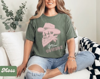 Yeehaw Cowboy Skull Comfort Colors Tee - Western Rodeo-tröja