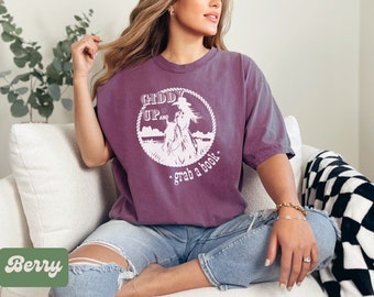 Bookish Cowgirl Comfort Colors Shirt: Retro Western Tee