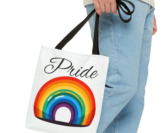 Pride Rainbow Tote Bag, LGBTQ Tote Bag, LGBTQ Gift, Rainbow Shopping Bag, Love, Rainbow Tote Bag, Equality Tote Bag, Gay Lesbian, Queer Gift