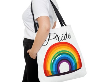 Rainbow Pride Tote Bag, LGBTQ+ fashion, Pride apparel, Rainbow love tote, Support love tote bag, Vibrant tote bag, Pride parade, LGBTQ Plus