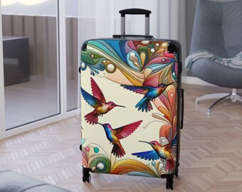 Colorful Hummingbirds Designed Suitcase - Quirky Luggage for Adventurers