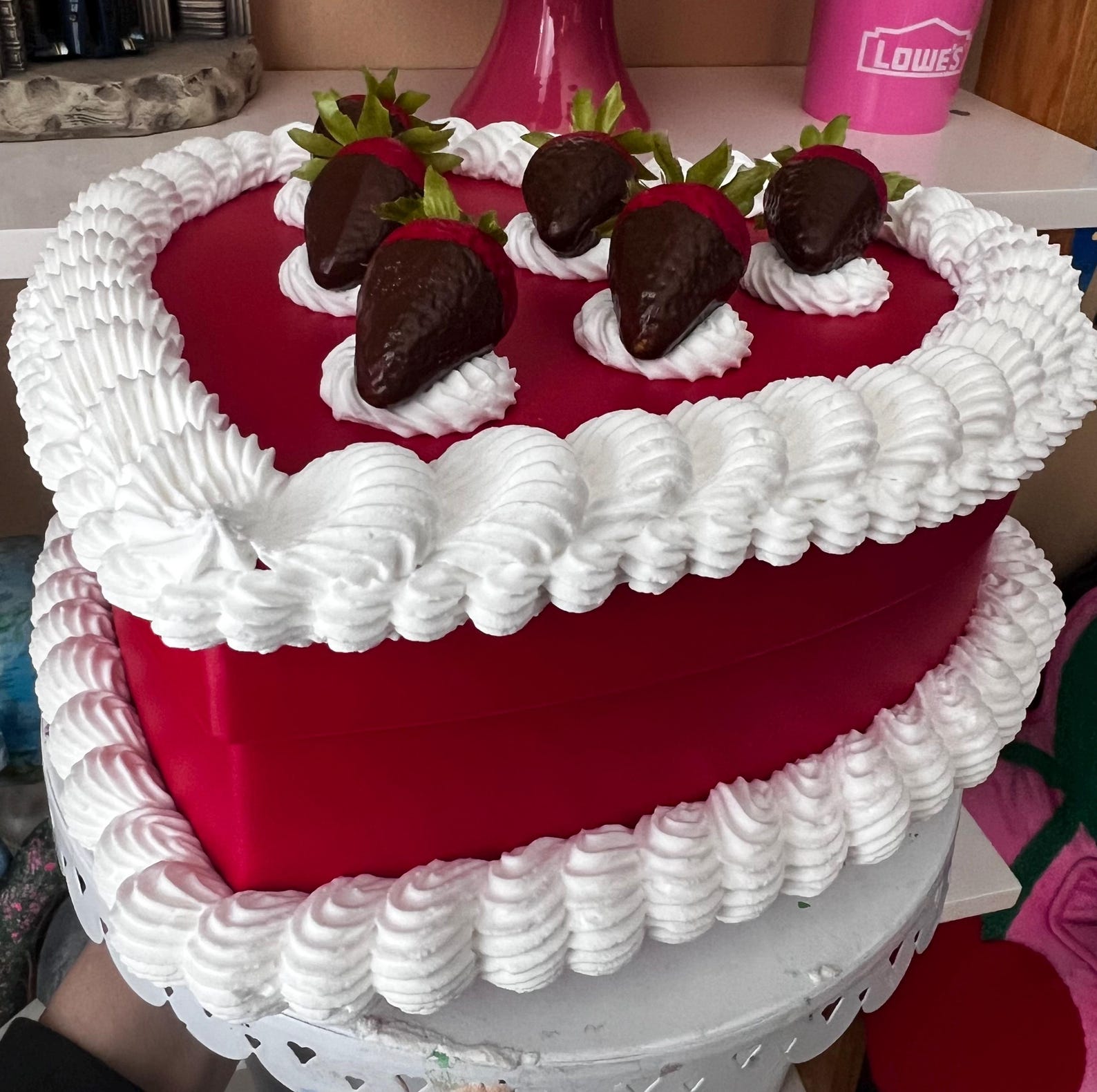 Chocolate Covered Strawberry Heart Cake Box - Etsy
