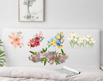 Headboard Cover Custom Design Floral Design Flowers Bedroom Headboard All Sizes Polyester Durable Fabric Cover Customized Bed