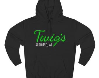 Green Logo Twig's Shawano WI Hoodie | Script Logo