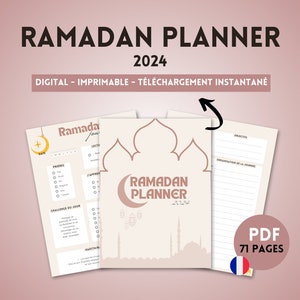 Planner Ramadan digital, Planificateur Ramadan 2024 , Planner ramadan français, Organisation et suivi du mois de ramadan, Agenda numérique image 1