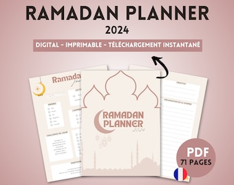 Planner Ramadan digital, Planificateur Ramadan 2024 , Planner ramadan français, Organisation et suivi du mois de ramadan, Agenda numérique